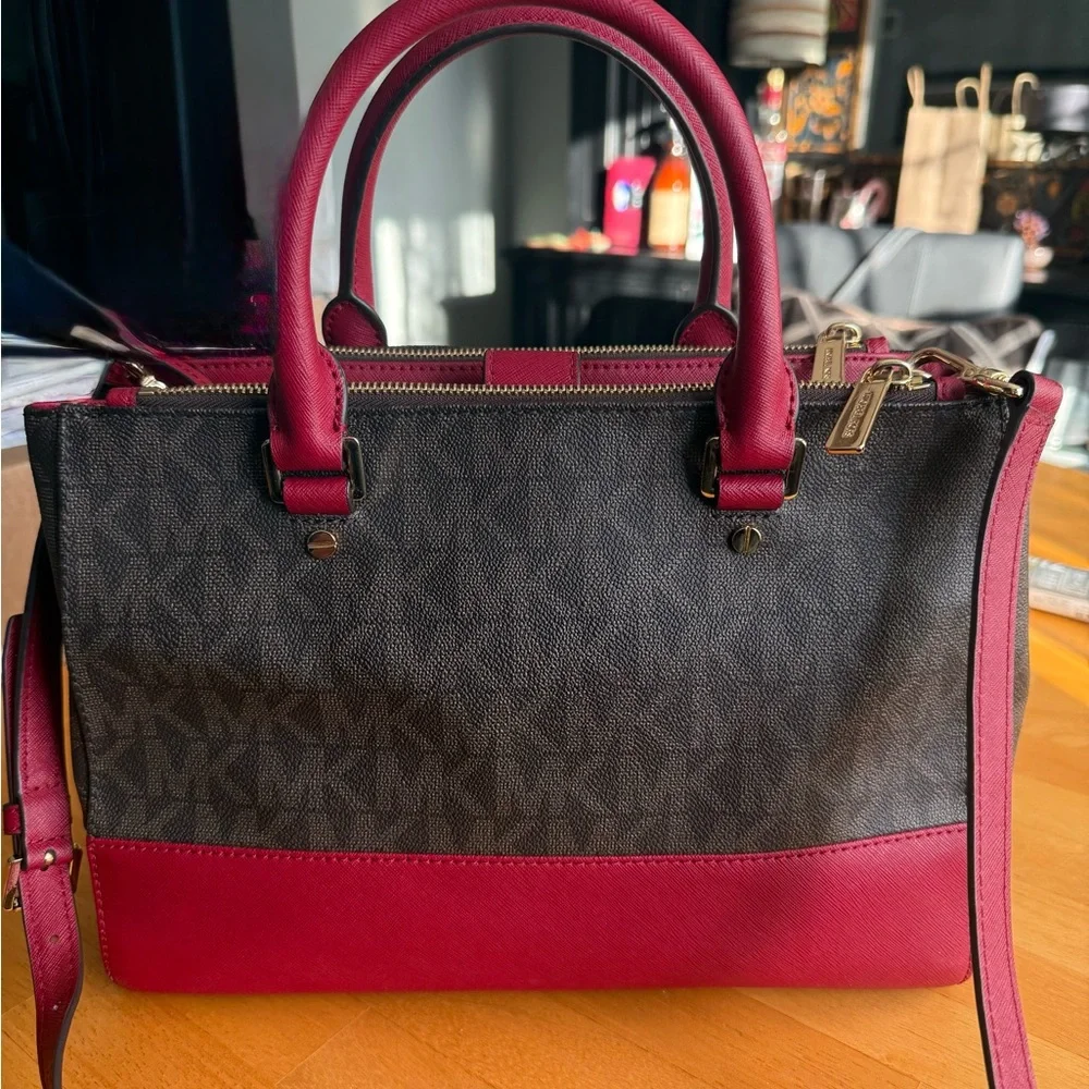 Michael Kors Red and Brown Satchel - Picture 2 of 8